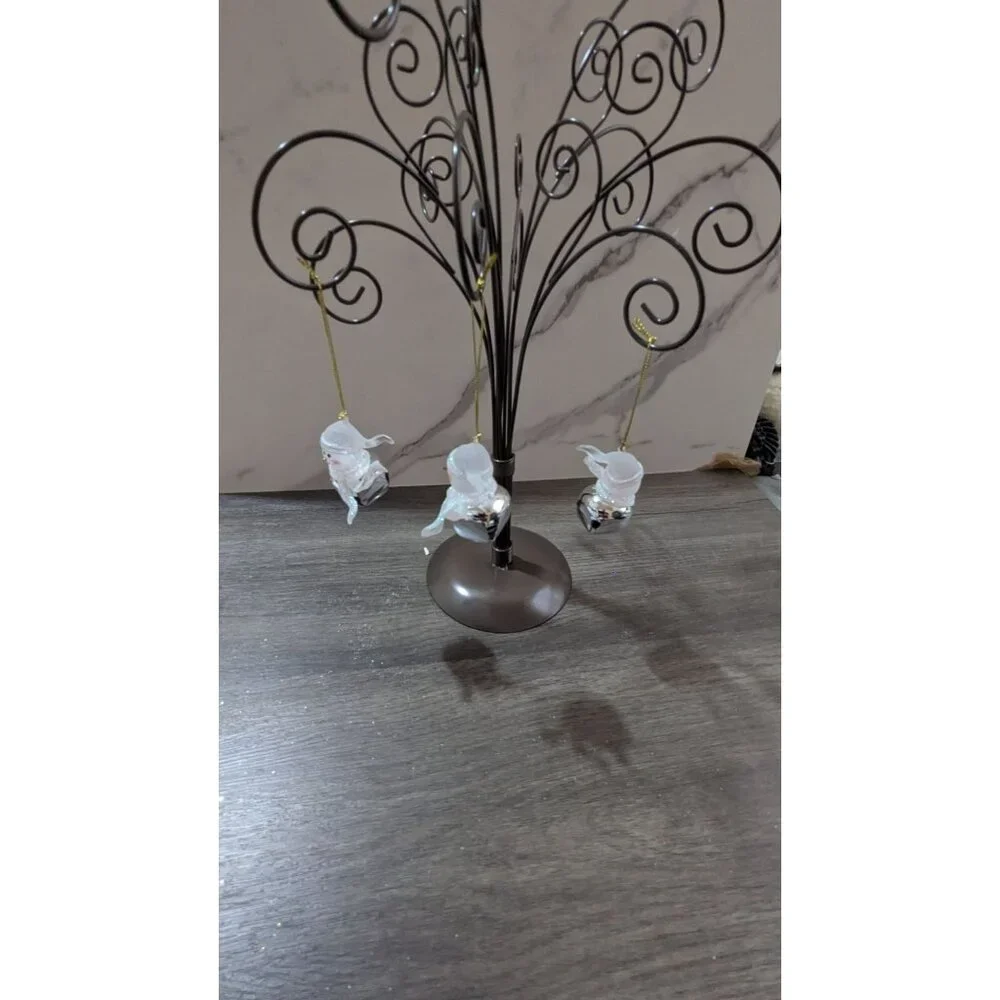 Snowman Bell Christmas Ornaments Set Of 3 Hanging Decorations Frosted & Silver S